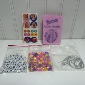 Vintage Y2K Barbie Alpha Beads Bracelet Set Jewelry Kit Pink Purple Yellow